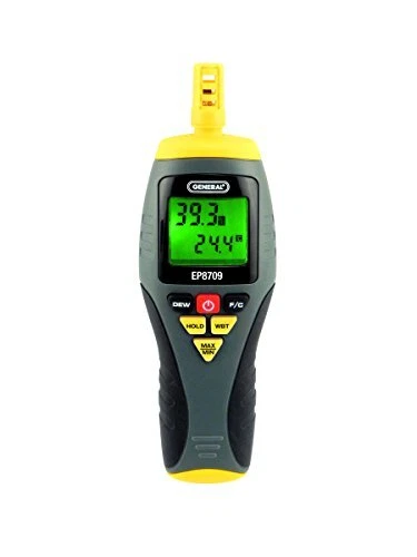 General Tools EP8709 Calibratable Multi-Function Digital Psychrometer Wet Bul...