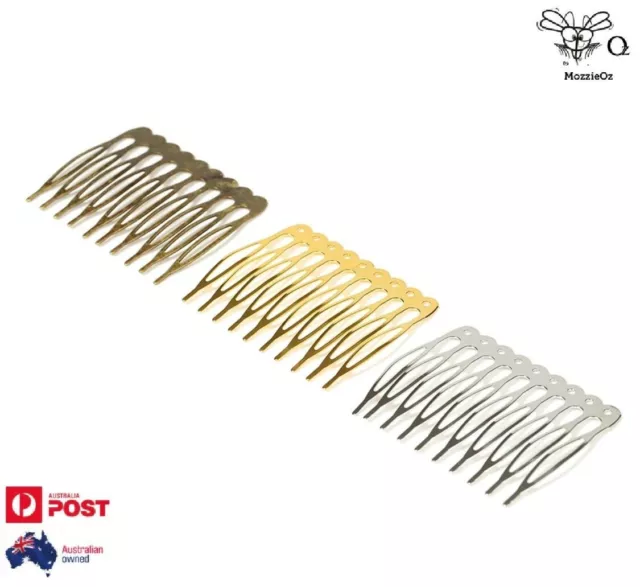 Metal Hair Comb Blank DIY Craft Gold/Silver/Bronze Hair Clips 10 Teeth Claw