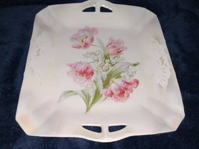 Beautiful Vintage Hand Painted Square Serving Dish Made In Germany