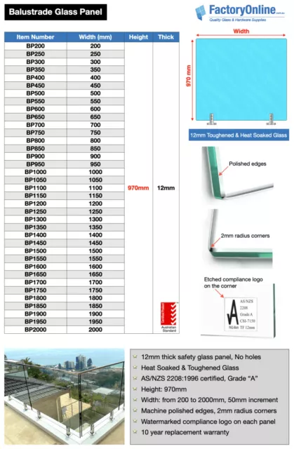 Glass Balustrade Panels in Sydney 12mm Toughened Glass Fence Spigots Panel DIY 2