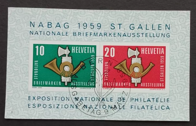 Schweiz gest. 1959, Block 16, Nat. Briefmarkenausst. NABAG 1959, St. Gallen