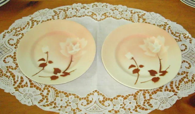 Vintage Syracuse China MADAM BUTTERFLY Old Ivory Pink  6 1/4" Plates ~ Set of 2