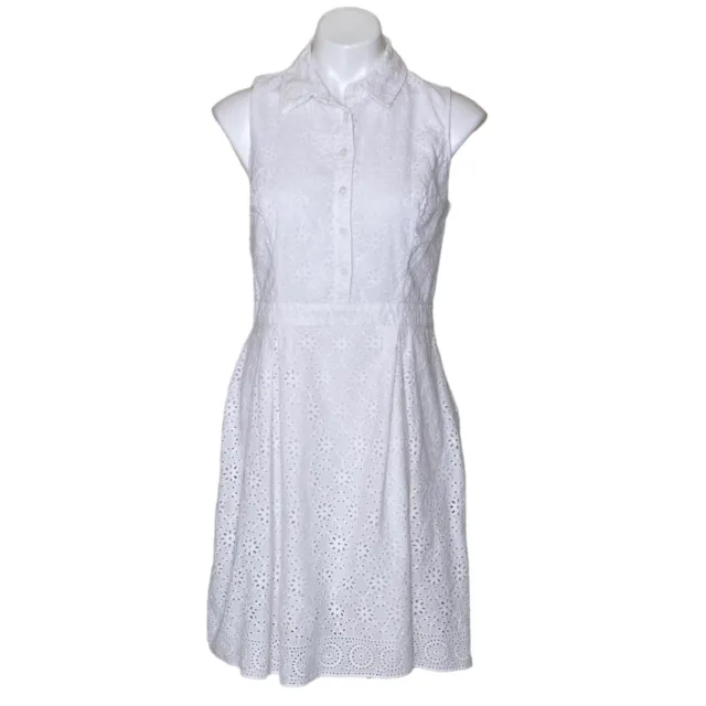 Lauren Ralph Lauren Eyelet Fit & Flare Shirtdress, White Sleeveless Women’s 8