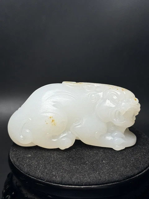 Chinese Exquisite Handmade Brave Troops carving Hetian Jade Statue