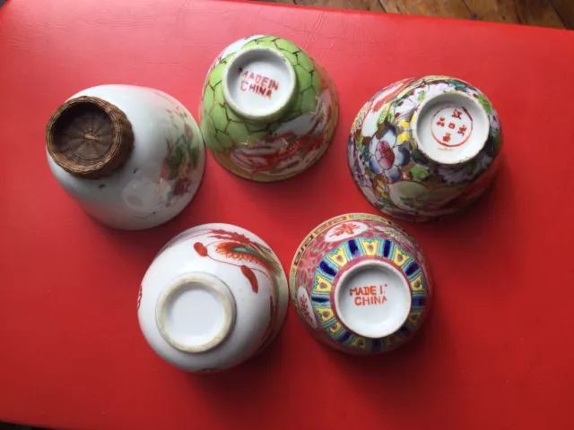 5 Antique Chinese Wine Cups