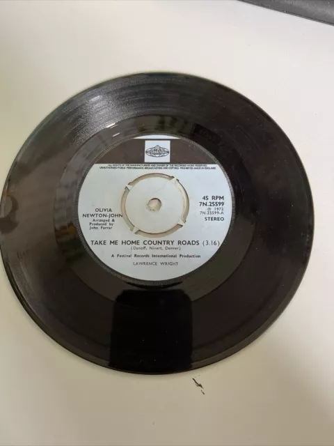 take me home country roads. olivia newton john. 7 inch vinyl 1972 VG