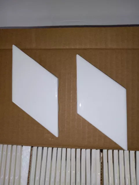 MARAZZI LuxeCraft Diamond Rhombus White Glossy Ceramic Wall Tile 3"x6"-Set of 12