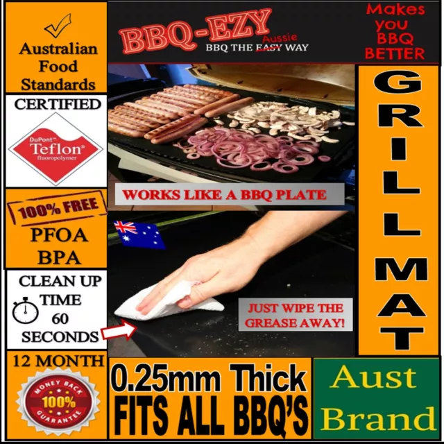 BBQ RIGID GRILLING MAT NonStick TEFLON BBQ GRILL LINER 0.25mm Reusable BBQ SHEET