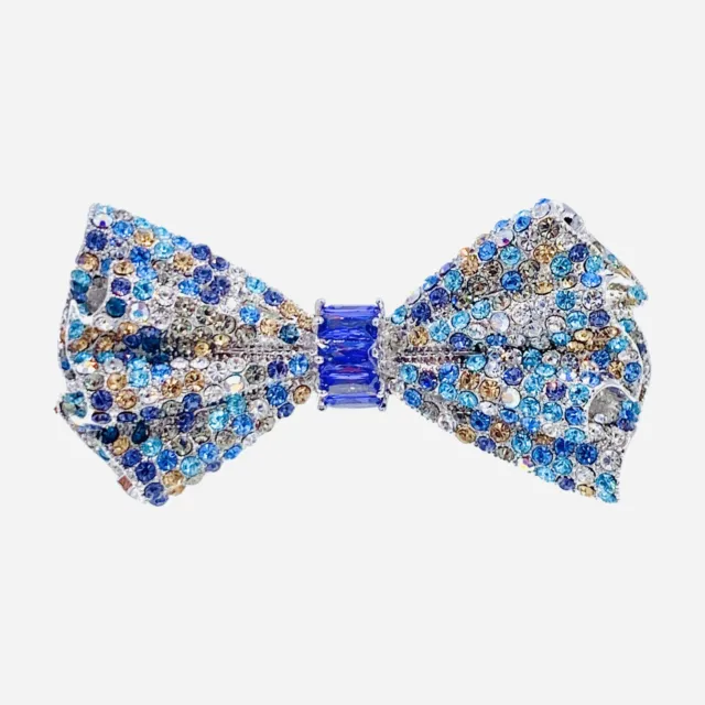 Glam BOW BARRETTE Hair Clip Hairpin made with Swarovski Crystal Purple Blue Z3