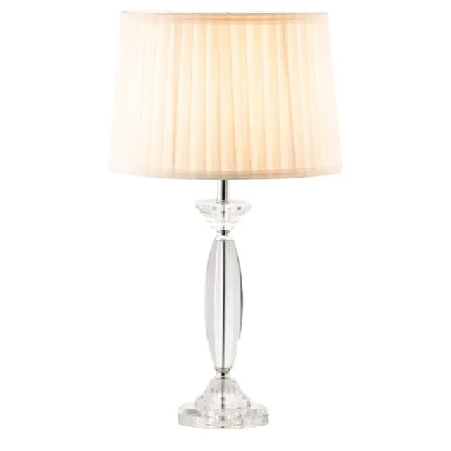 Galway Crystal Lyon Large Lamp with Cream Pleated Shade Brand New in Box