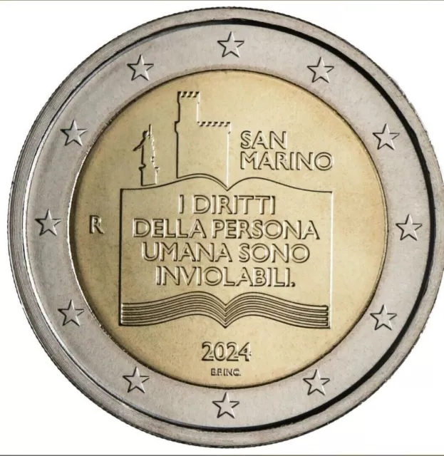 San Marino 2024- 2 Euro Commemorativo Dichiarazione Diritti Presale   Fdc-Bu