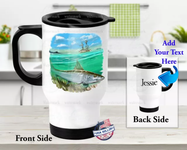 Bonefish River Fishing - Stainless Steel Thermal 14oz Insulated Travel Mug