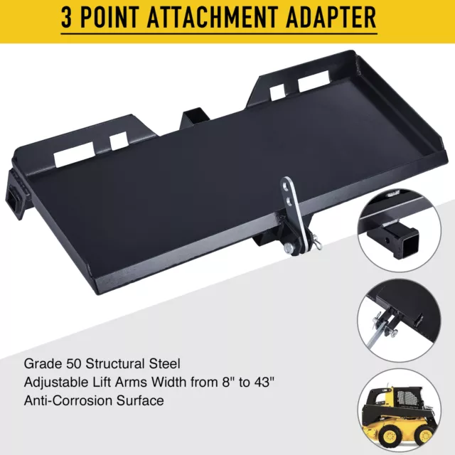 PREENEX 3-Point Attachment Adapter Hitch for Skid Steer Loader Tractor Grade-50