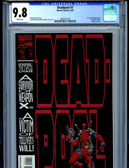 Deadpool #1 CGC 9.8 Marvel Comics 1993 Embossed 1st Solo Deadpool  Amricons K34