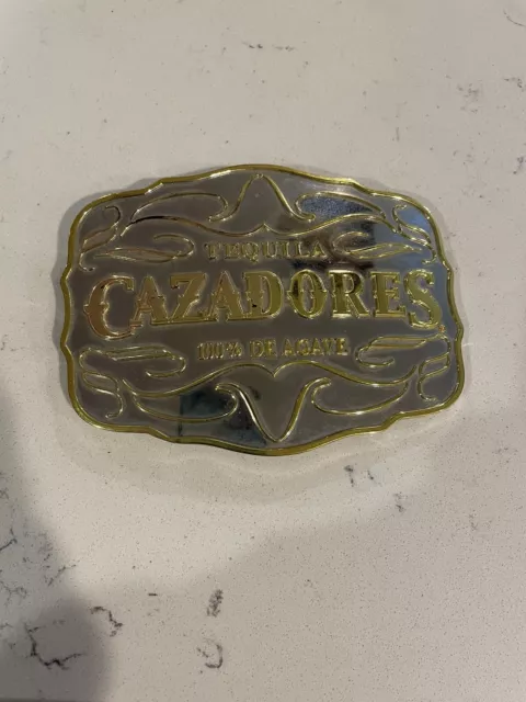 New Cazadores 100% De Agave Tequila Advertising Belt Buckle Silver/Gold Metal
