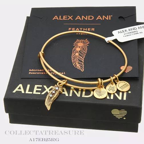 Authentic Alex and Ani Feather (ii) Rafaelian Gold Expandable Charm Bangle
