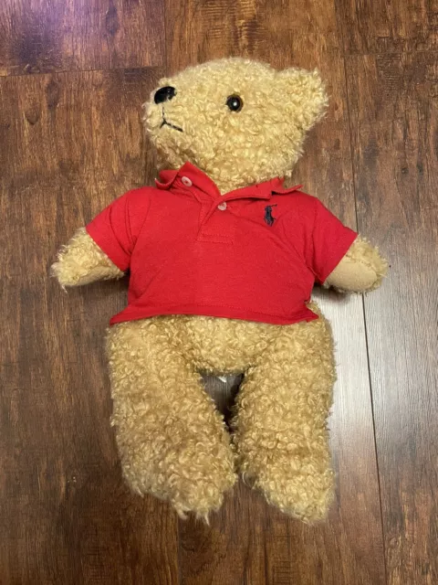 Ralph Lauren Plush Teddy Bear Wearing a Red Polo Shirt Jointed Stuffed Animal