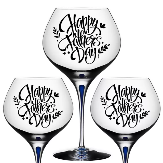 3x Happy Fathers Day Decal Stickers For Wine Glass DIY Gift Card Box