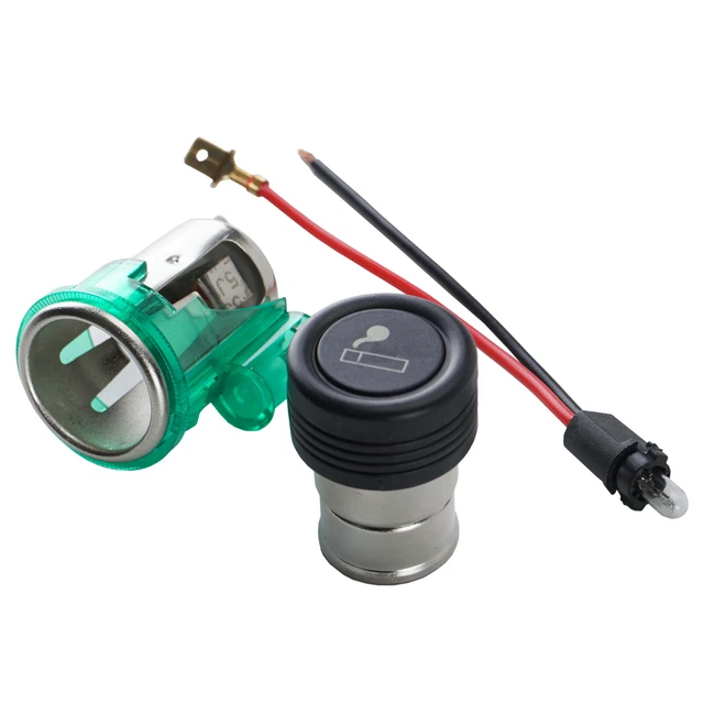12V CAR CIGARETTE Lighter Replace Plug & Socket Assembly Set with Green