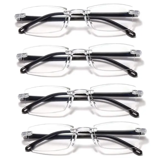 4 Packs Mens Womens Unisex Reading Glasses Slim Lightweight Frameless UK