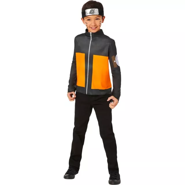 Child Naruto Uzumaki Long Sleeve Shirt Headband Boys Anime Halloween Costume Kit