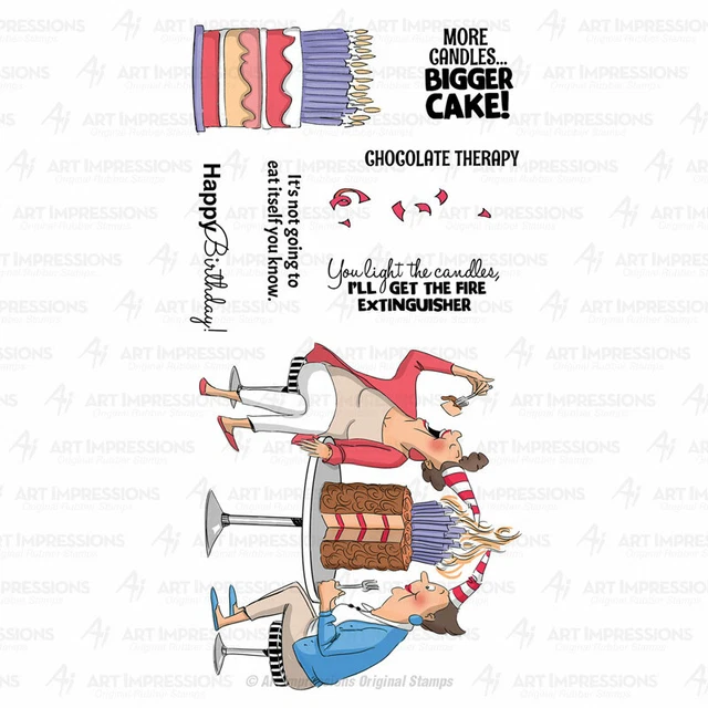 Stempel "Chocolate Therapy" Art Impressions, Geburtstag, Torte, Freundinnen