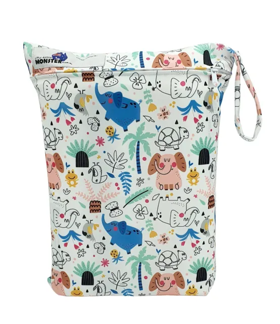 Reusable Wet Bag For Cloth Nappy/Diaper /Swimmers Jungle Elephants