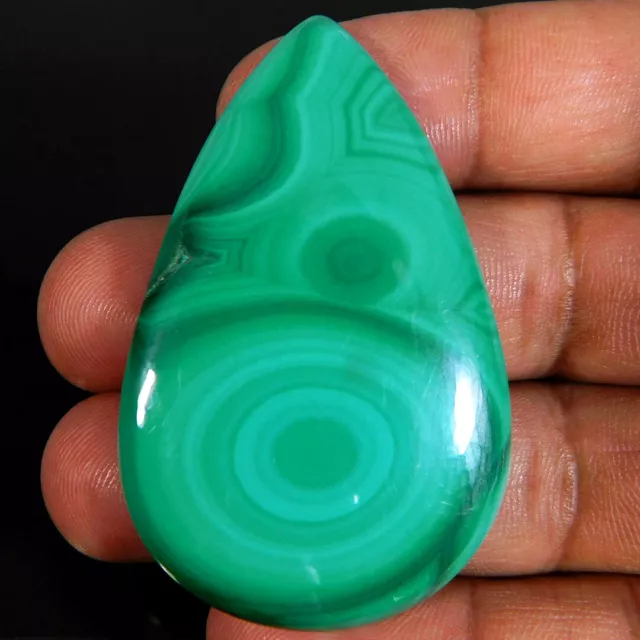 Natural Miraculous Green Malachite Pear Cabochon 106.95Cts. Loose Gemstone