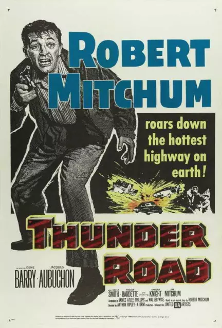 THUNDER ROAD Movie POSTER 27 x 40 Robert Mitchum, Jacques Aubuchon, C