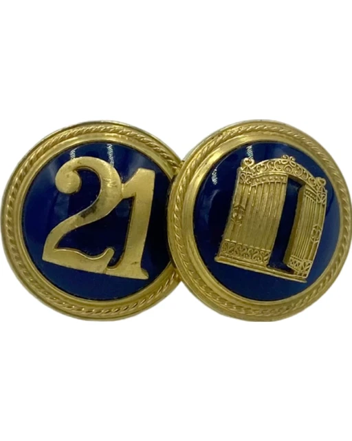 Pair The "21" Club New York NYC Restaurant Blue and Gold Men's Cufflinks