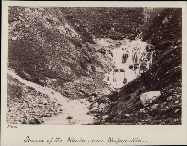 Suisse, source de Albula, proche de Weissenstein. Vintage albumen print. Tir
