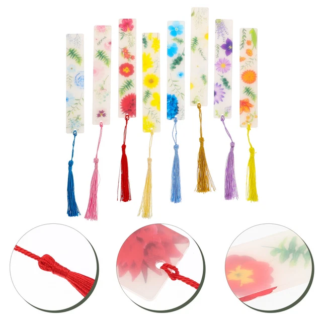 8 Pcs Exquisites Quasten-Lesezeichen Floraler Seitenmarker Student Büro Geprägt