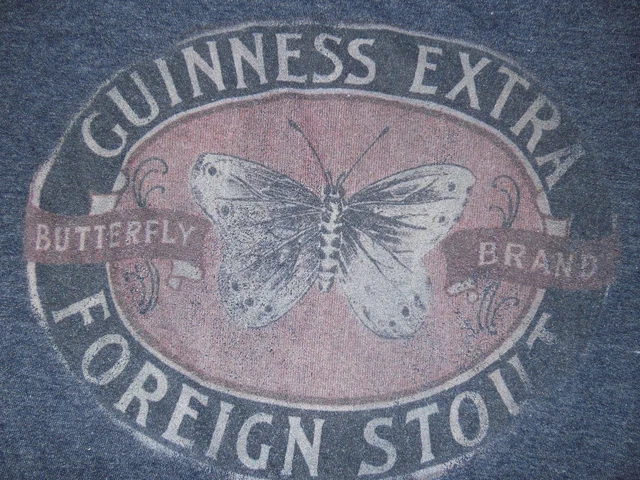Guinness Extra Foreign Stout Butterfly Brand Original T-Shirt Womens Juniors Med