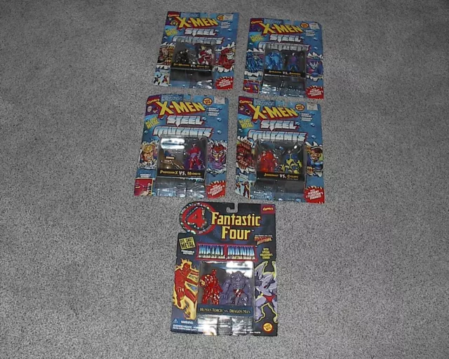 NEW 1994/95 Marvel X-Men Steel Mutants Die Cast Metal - Toy Biz Figures Lot of 5