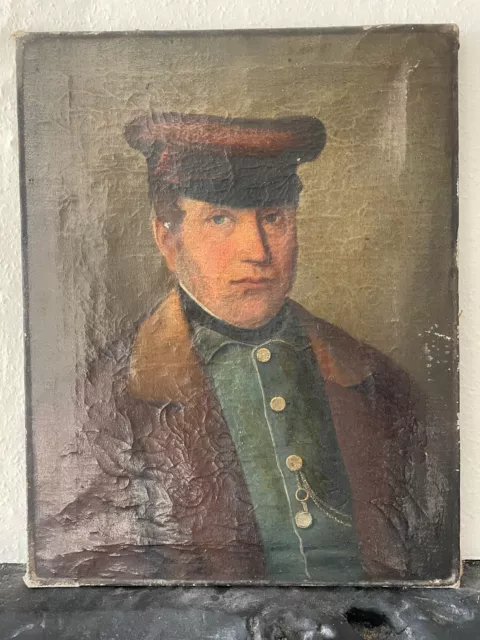 Cracking Late 19th century German Portrait Oil on Canvas of a gentleman