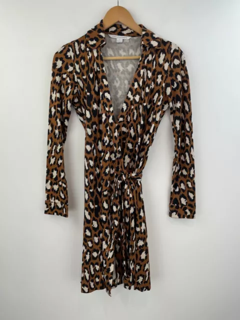 Diane Von Furstenberg 2 Jeanne Silk True Wrap Dress Animal Print NWOT A13-01