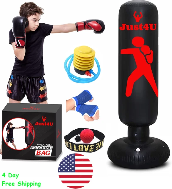 Inflatable Punching Bag standing set Boxing training Hand Wraps Pump Martial art