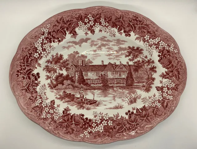 Romantic England Red - J & G MEAKIN - 12" Oval Serving Platter