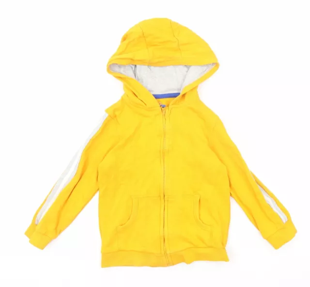 Sudadera con capucha con cremallera completa de algodón amarillo Mothercare para niños talla 5-6 años con cremallera