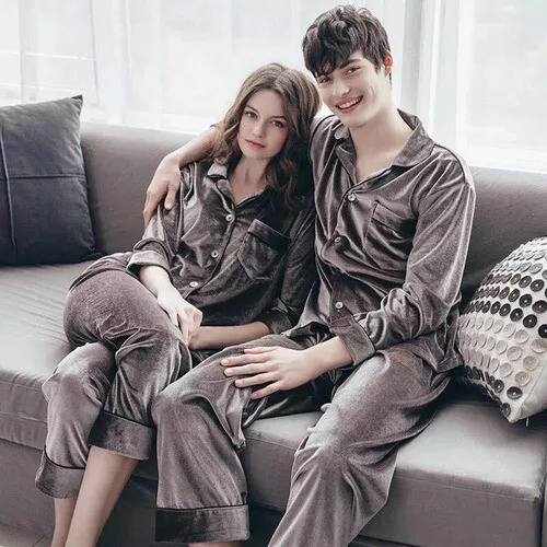 2021 Women's Long Sleeve Winter Thick Loose Men's Pajama Set Top Home