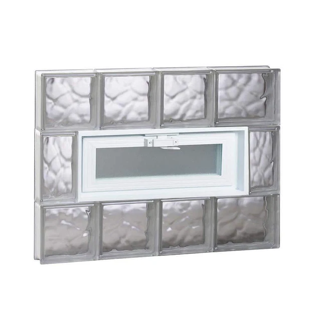 Clearly Secure Glass Block Window 25" x 19.25" Frameless Wave Pattern Vented