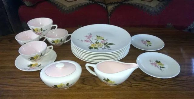 MCM 17 Pc Edwin Knowles BLOSSOM TIME Styled by KALLA Oven Proof Dinnerware 1950s