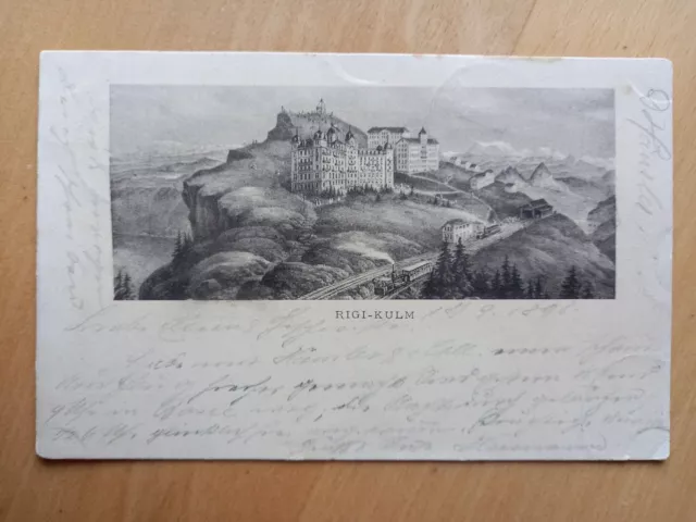 Ak Arth / Blick auf den Berg und das Rigi - Kulm Hotel