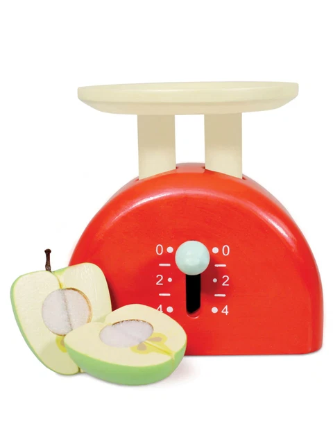 Wooden Weighing Scales and Apple Toy Set