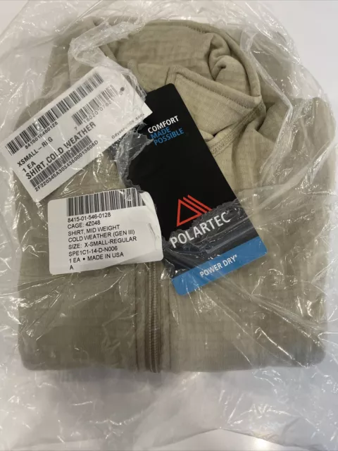 Gen Iii Level 2 Mid-Weight Cold Weather Polartec L2 Waffle Shirt Xs/R