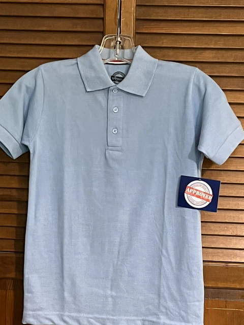 Approved Boy’s-2-Pack Blue School Uniform Short-Sleeve Pique Polo Shirts NWT
