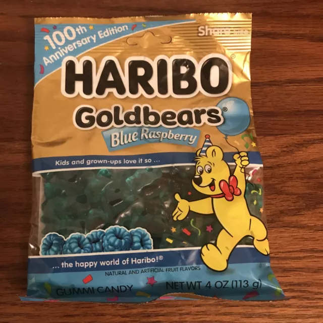 Haribo Goldbears 100th Anniversary Limited Ed Blue Raspberry Gummies Rare Candy