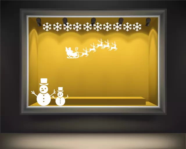 Christmas Window display wall & window stickers, Holiday, Snowmen, Snow, Santa 2