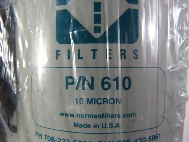 Norman 610 Hydraulic Filter Element 10.9" Length 100 PSID ! NEW ! 3