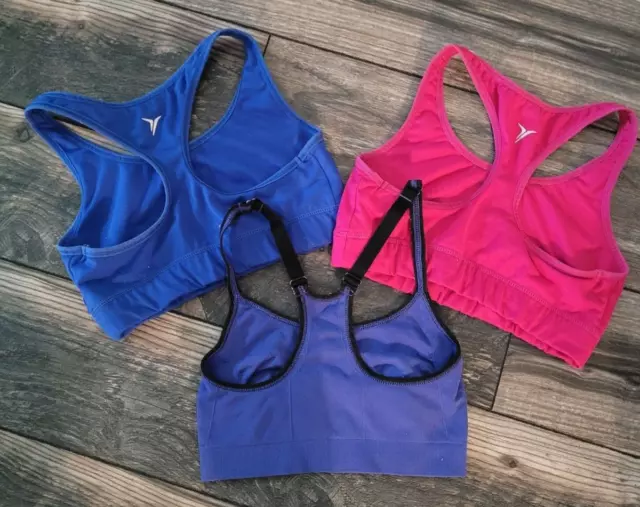 Old Navy Active Lot Of 3 Sports Bras Women's Size Small Yoga Workout Blue Pink 2